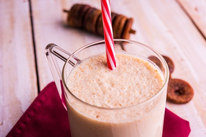 anjeer milk shake or fig milk shake, health drink with dried figs, selective focus