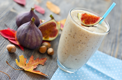 Healthy exotic smoothie variation with figs and nuts